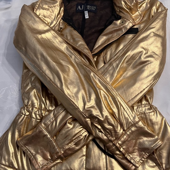 AJ Armani Jeans metallic gold jacket/coat - Picture 5 of 11